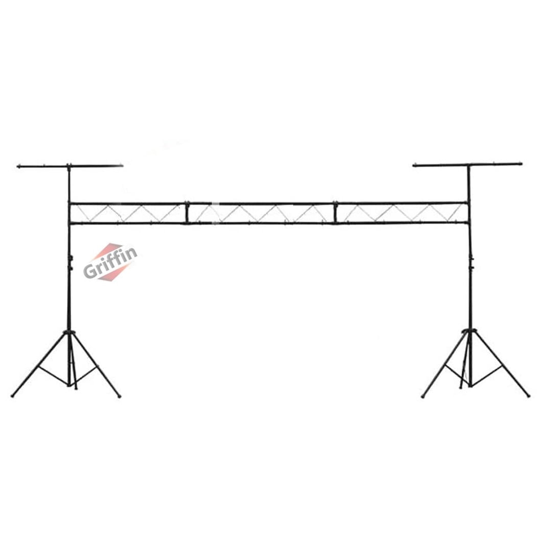 Light Truss Stand System by Griffin I-Beam Trussing Set & DJ Booth Platform Kit Hanging Mount Lighting Package for Music Gear, PA Speakers, Can Lights T-Bar Extension for Portable Audio Stage