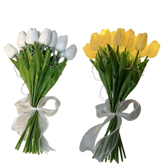Light Up Tulips in Vase Real Touch, 15PC Radiant Romantic Tulip Light Twinkling Tree, Led Lighted Artificial Flowers Tulip Lamp for Bedroom, Wedding, Dining, Table Decor, Holiday Gifts (Pink)