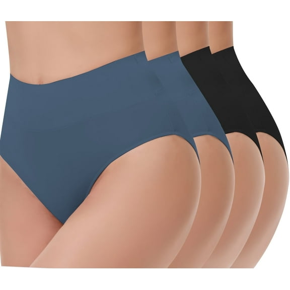4 Pack Tummy Light Control Shapewear Underwear for Women- High Waisted Underwear Butt Lifter Slimming Briefs Sport Breathable Panty for Ladies