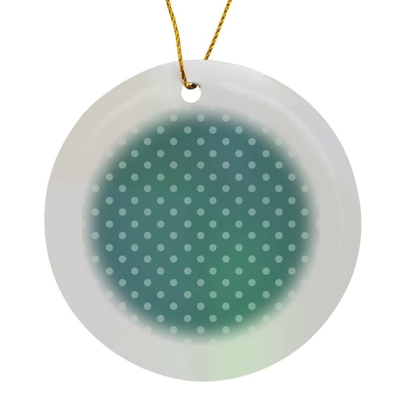 3drose, Light Turquoise Polka Dots on a Deep Turquoise Background, Circle Porcelain Ornament
