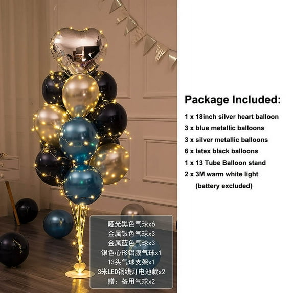 Light Up 13Pcs Balloons Column Stand Holder Kit with LED String Lights for Table Floor Baby Shower Birthday Wedding Party Decor (Item 13)