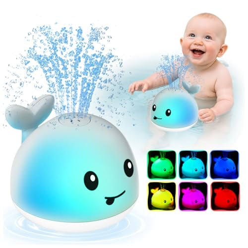 Light Up Bath Toys,Rechargeable Whale Bath Toy Sprinkler,Birthday Gifts