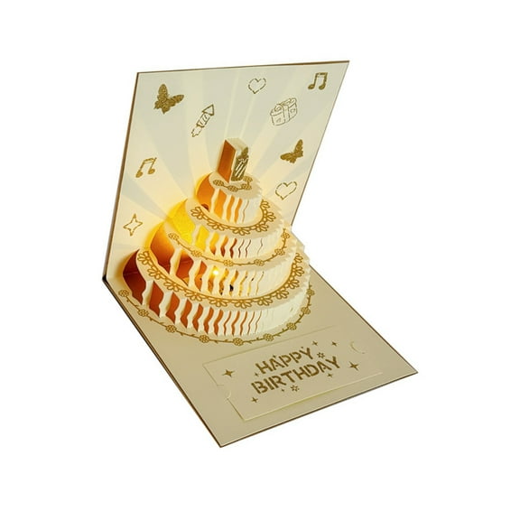 Light Up Birthday Card with Music Celebration Card Family Gathering Card Paper Texture Suitable for Surprise Gifts