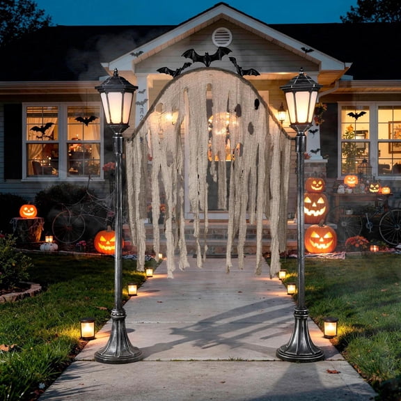 Light-Up Cemetery Archway with Bats & Creepy Cloth Accents