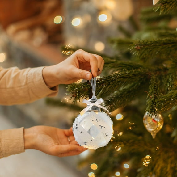 Light-Up Christmas Ball Ornaments - Glowing Plastic Hanging Baubles with Bulb Lights, Festive Xmas Tree Decorations, Sparkling Holiday Party Decor Balls