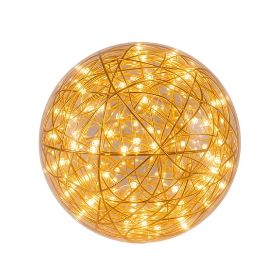 Light Up Christmas Decoration Ball - Rattan Style Orb Ornament - Built-in LED String Lights - Indoor Holiday Display