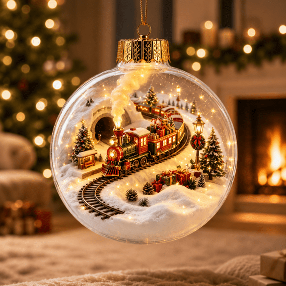 Light Up Christmas Hanging Decoration Clear Ball With Warm Led Glow Winter Scene Decor For Tree Window Mantel Shelf Holiday Display D