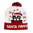 thumbnail image 1 of Light Up Christmas Hat LED Christmas Beanie with 6 Colorful Lights, Cute Santa Paws Cartoon Dog Xmas Knitted Hat for Adults and Kids New Year and Xmas Supplies (Red)(1pcs), 1 of 3