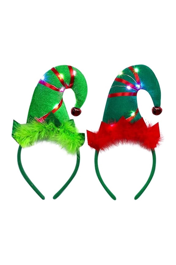 Light Up Christmas Headbands Adult Xmas Santa Christmas Headwear Hat Hair Hoop for Xmas Party Favors Decorations for Men Women