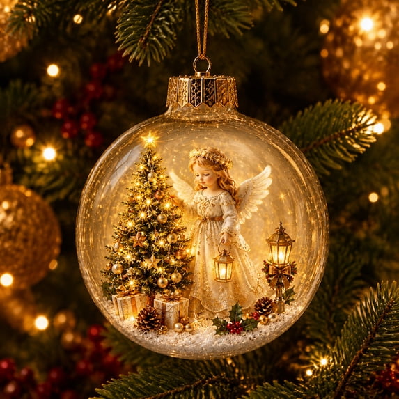 Light-Up Christmas Ornaments,3.5" Glowing Christmas Story Ornament,Mini Light-Up Christmas Ball Ornaments,Christmas Tree Ornament with Warm LED Light for Tree Mantel,Christmas Scene Decoration Gift