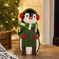 thumbnail image 1 of Light‑Up Christmas Penguin Resin Statue, Winter Penguin Figurine with Earmuffs Scarf and Mini Sled, LED Lighted Festive Sculpture for Indoor Porch Tabletop Holiday Home Decor, 1 of 7