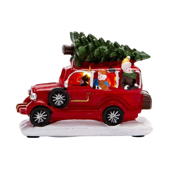 Light Up Christmas Red Truck Statue, Vintage Red Pickup Truck with Christmas Tree, Collectible Ornaments for Christmas Decor