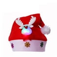 thumbnail image 1 of Light Up Christmas Santa Hat for Adults Holiday Gifts Plush Santa Hats for New Year Festive Party Watermelon Red, 1 of 2
