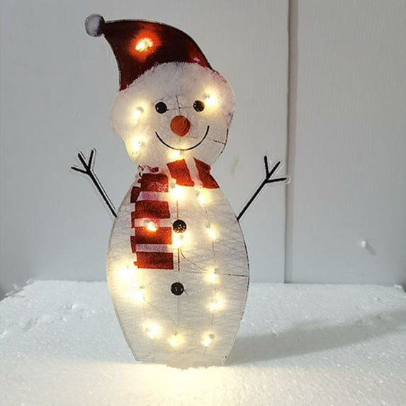 Light Up Christmas Snowman Decoration Set with Ground Socket, 20 LED Lights Acrylic Waterproof Christmas Ornament for Patio Garden Garden Holiday