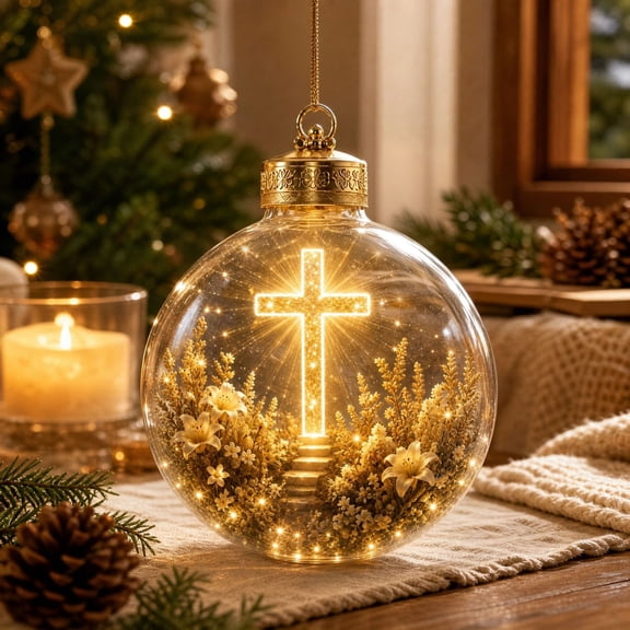 Light-Up Christmas Story Ball Ornament, 3.15" Glowing Warm LED Lights, Hanging Xmas Tree Decor, Festive Keepsake Gift for Home Holiday Party