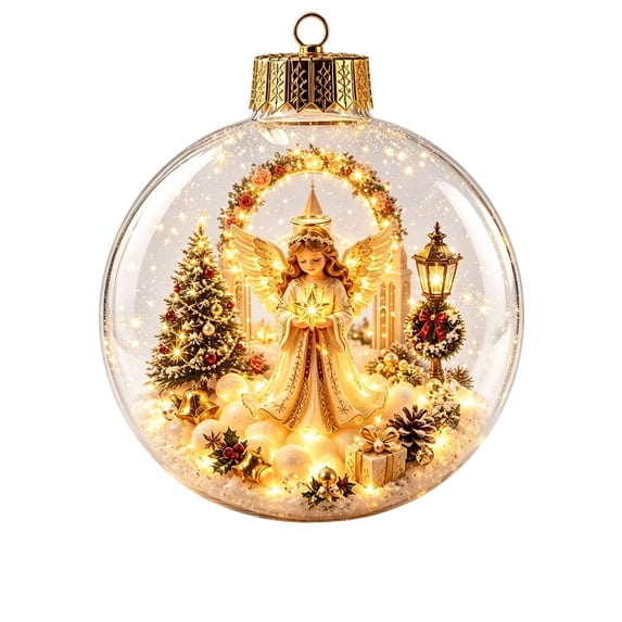 Light-Up Christmas Tree Ornament with Warm LED - 3D Glowing Holiday Scene Decor, Hanging Keepsake for Home Christmas Party Decoration