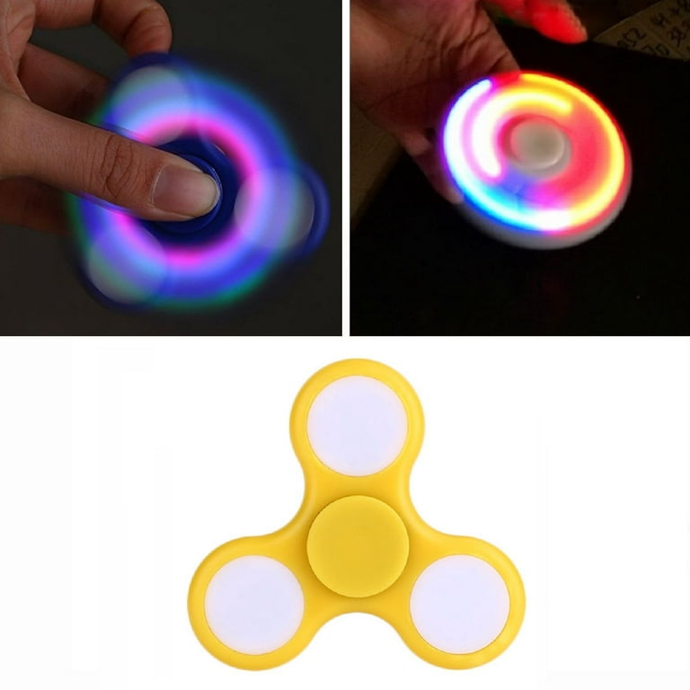 Light Up Color Flashing LED Fidget Spinner Tri Spinner Hand Spinner Finger Spinner Toy Stress Reducer for Anxiety and Stress Relief Yellow