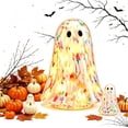 thumbnail image 1 of Light Up Confetti Ghost Halloween Decor, LED Resin Ghost Figurine with Warm Glow & Stained Glass Style, Tabletop Ornament for Mantel Shelf Party, 1 of 9