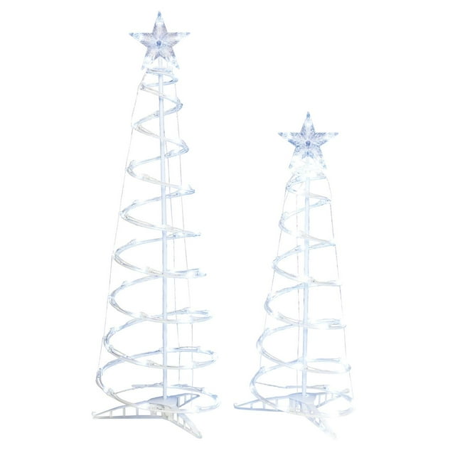 Light-Up Cool White LED Spiral Christmas Trees, Set of 2, by Holiday ...