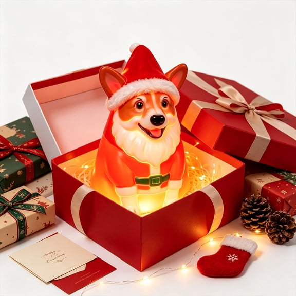 Light Up Corgi Blow Statue, Halloween Christmas Themed LED Dog Figure with Cord, for Porch Mantel Indoor and Outdoor Festive Home Decor, B