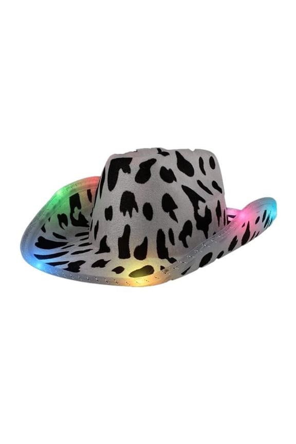 Light Up Cow Print Cowboy Hat