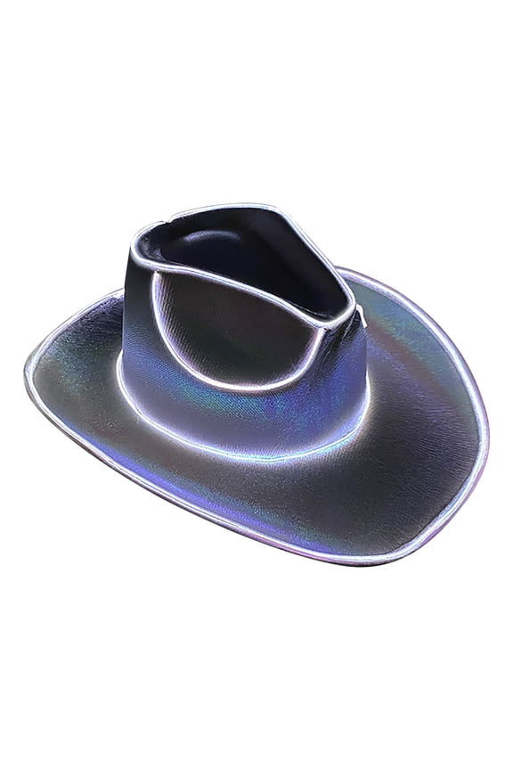Light Up Cowboy Hat, LED Flashing Party Hat with 4 Modes, Battery Operated Festival Hat for Halloween, Cosplay, Events, Unisex Adult Size