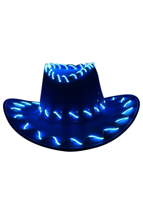 Light Up Cowboy Hat Western Wide Brim Party Hat Women LED Cowgirl Hat Adjustable Party Flashing Fedora Costume Accessory