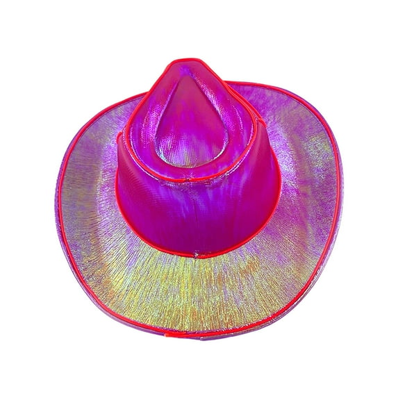 Light Up Cowgirl Hat Wireless Neon Western LED Cowboy Cap Luminous Flashing Light Bar Hat for Halloween Party Supplies