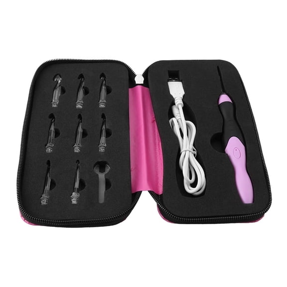 Light Up Crochet Hooks,9 in 1 Rechargeable LED Lighted Crochet Hooks Set with Zip Case Light Up Knitting Needles Kit Weave Sewing Tool Accessories