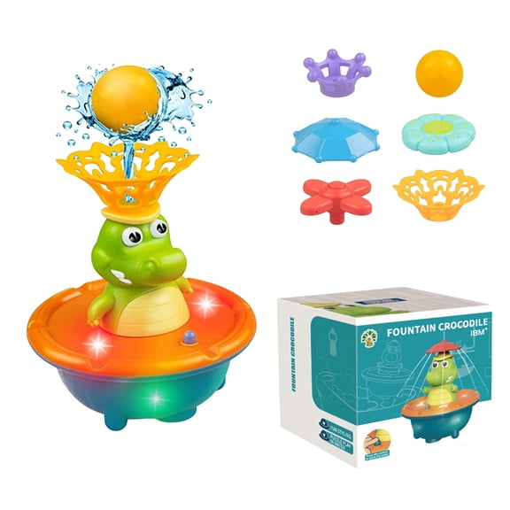 Light-Up Crocodile Bath Toy with 5 Spray Modes, Floating Sprinkler, Multicolor Bathtub Water Toy, Fun Swimming Pool & Shower Toy for Boys and Girls, Great Birthday Gift