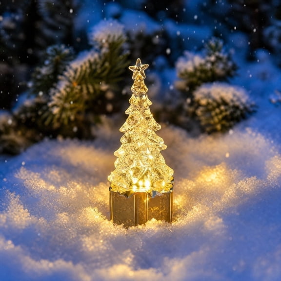 Light Up Crystal Christmas Tree Lamp LED Dorm Room Decor, Faux Diamond Table Lamp Ambient Mood Lighting Holiday Home Nightstand Accent,Red