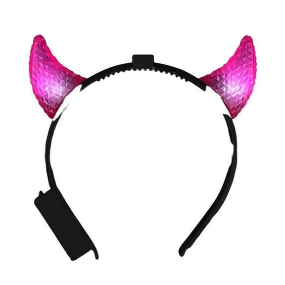 Light Up Crystal Prism Devil Horns, Pink
