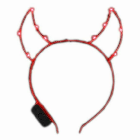 Light Up Devil Horn Starlight Headband for Halloween, Red