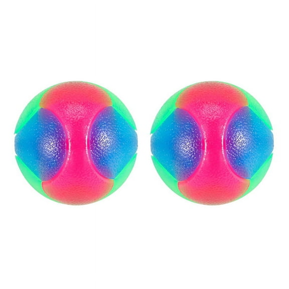 Light Up Dog Balls Flashing Elastic Ball Glow in the Dark Interactive Pet Toys for Puppy, Cats, Dogs 2 Inch (2x Balls) rubber color,2*Light Up Ball