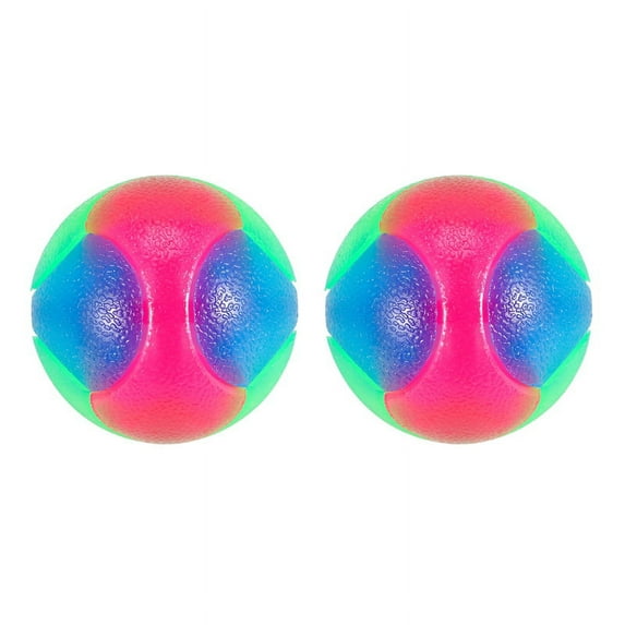 Light Up Dog Balls Flashing Elastic Ball Glow in the Dark Interactive Pet Toys for Puppy, Cats, Dogs 2 Inch (2x Balls) rubber color,2*Light Up Ball