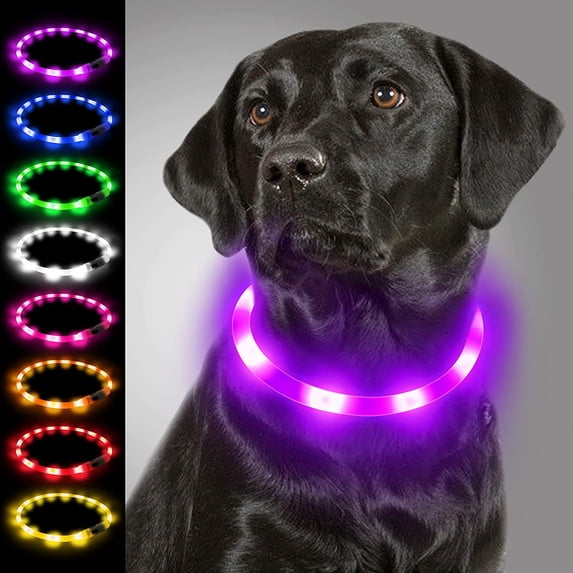 Light Up Dog Collar,LED Flashing Dog Collar for Night Walking, Rechargeable Glow Collars for Puppy Small Medium and Large Dogs