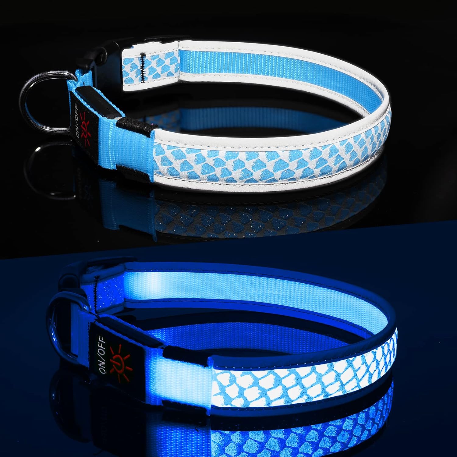 Light Up Dog Collar LED Illuminated Rechargeable Glow Collar for Dogs