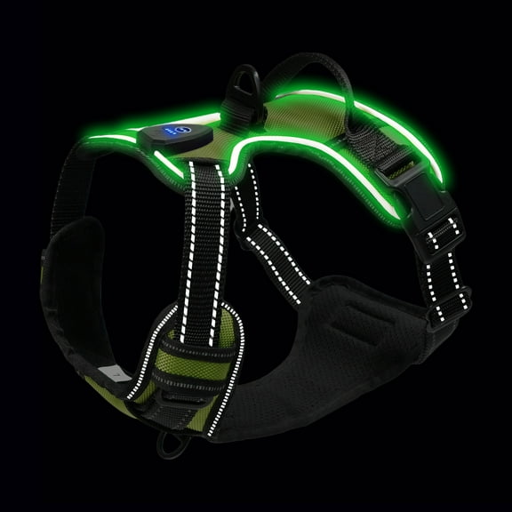 Light Up Dog Harness No Pull Adjustable LED Dog Vest for Night Walks USB Rechargeable for Small Medium Large Dogs - Large, Red