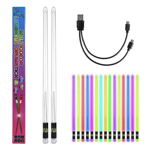 Light Up Drum Sticks, Rechargeable 15 Color Changing Led Personalized Drumsticks for Adults Kids Drummer Gifts Drum Accessories (1 Pair)