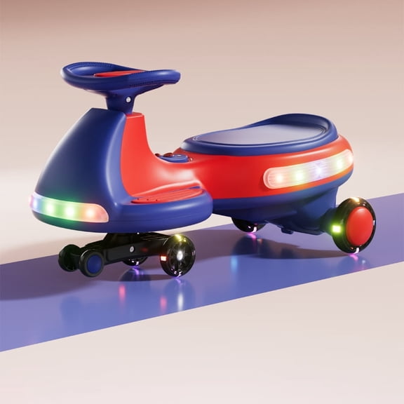 Light-Up Electric Wiggle Car with Pedal, 2-in-1 Swing Car, 2 motor Ride-On Toy, Anti-Rollover, Flashing Wheels for Ages 3 and Up