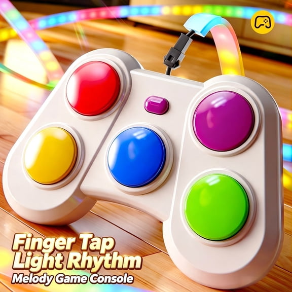 Light Up Electronic Memory Game Console, Handheld Rhythm Puzzle with Reactive Buttons for Travel Fidget Focus Training, Multi-color, 8.90 x 6.30 inch