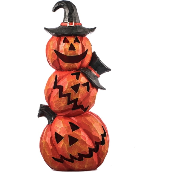 Light Up Evil Pumpkin 3-Layer Halloween Decoration 14 Inch Jack O' Stack