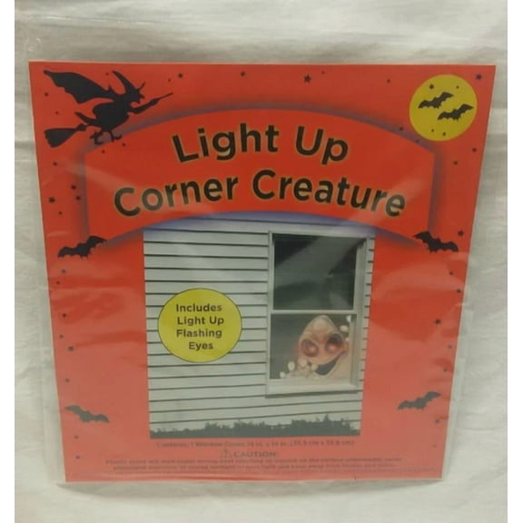 Light Up Eyes Corner Creature White Ghost Window Decal Decor Indoor Outdoor Nip