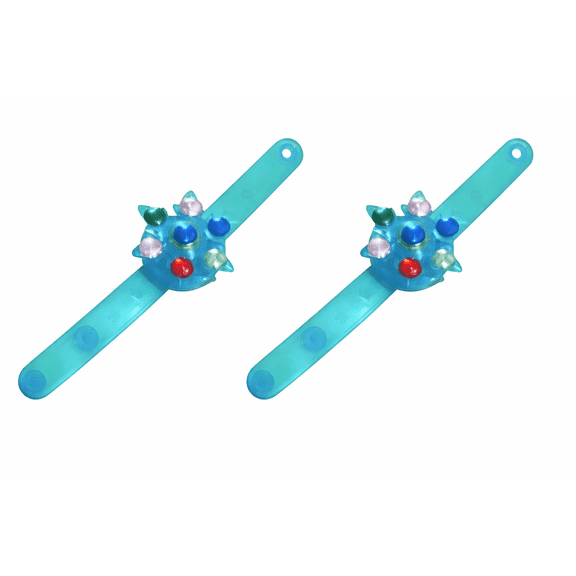 Light-Up Fidget Spinner Bracelets, Adjustable, LED, Glow-in-the-Dark, 2-Pack, Blue