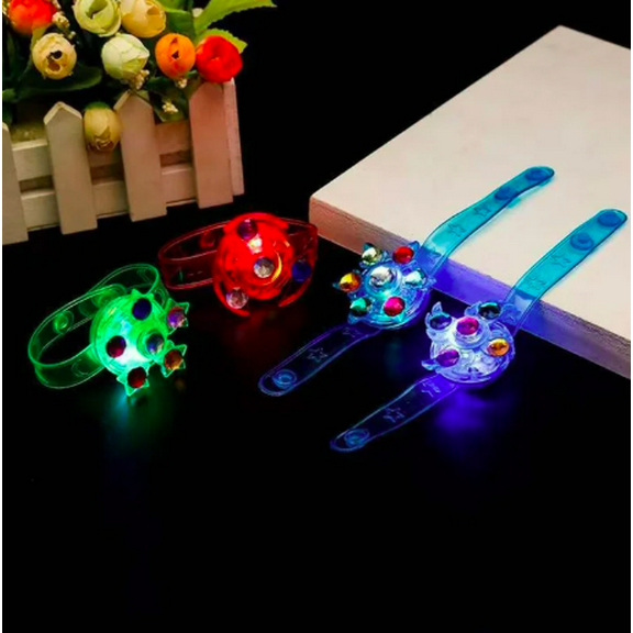 Light-Up Fidget Spinner Bracelets, Adjustable, LED, Glow-in-the-Dark, 2-Pack, Yellow