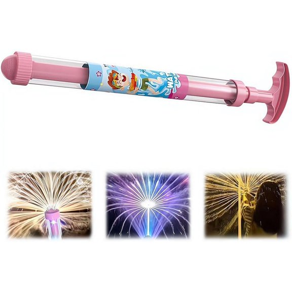 Light Up Firework Effect Water Spray Toy, Manual Glowing LED Summer Water Blaster for Pool Beach Backyard Party