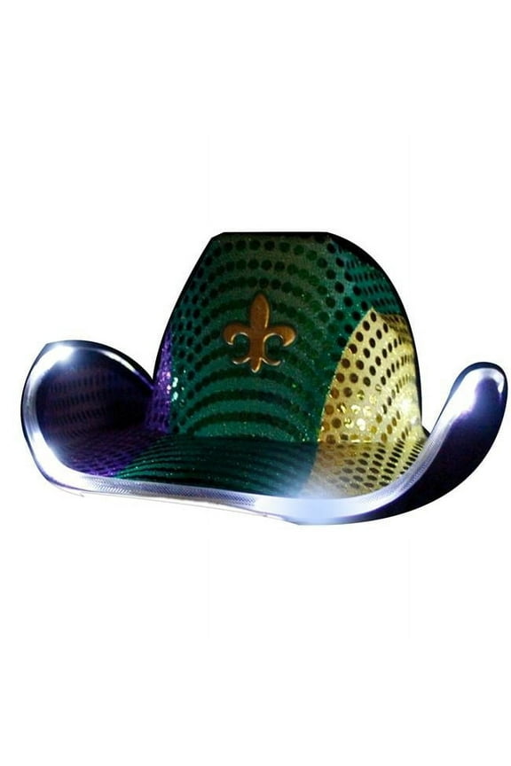 Light Up Flashing Fleur De Lis Cowboy Hat