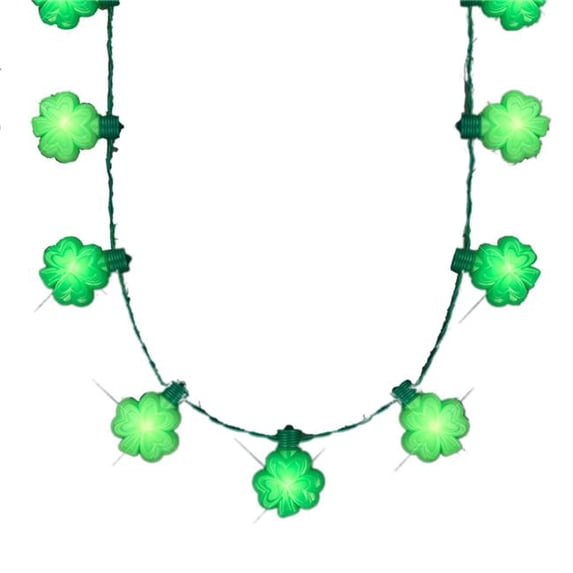 Light Up Flashing Huge Lucky Shamrocks Charms Necklace for St. Patricks Day