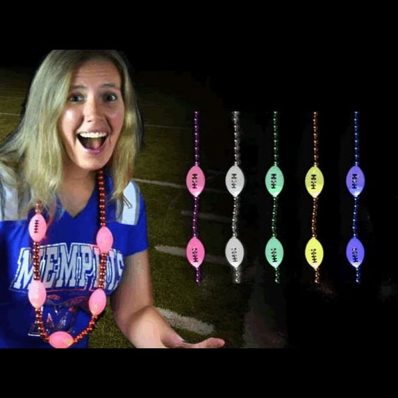 Light Up Football Beaded Necklace Green