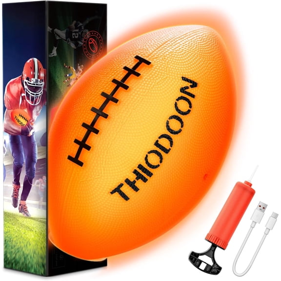 Light Up Football - Glow in The Dark Official Size 6, Rechargeable Glow Football for Kids Teens 8-15+, Indoor Outdoor Sports Gift for Boys Birthday
